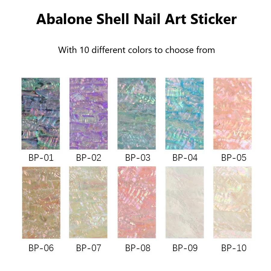 3D Abalone Shell Slice Nail Sticker Flakes, Adhesive Decals, Manicure DIY Nail Art, Gel Polish Tips Decorations
