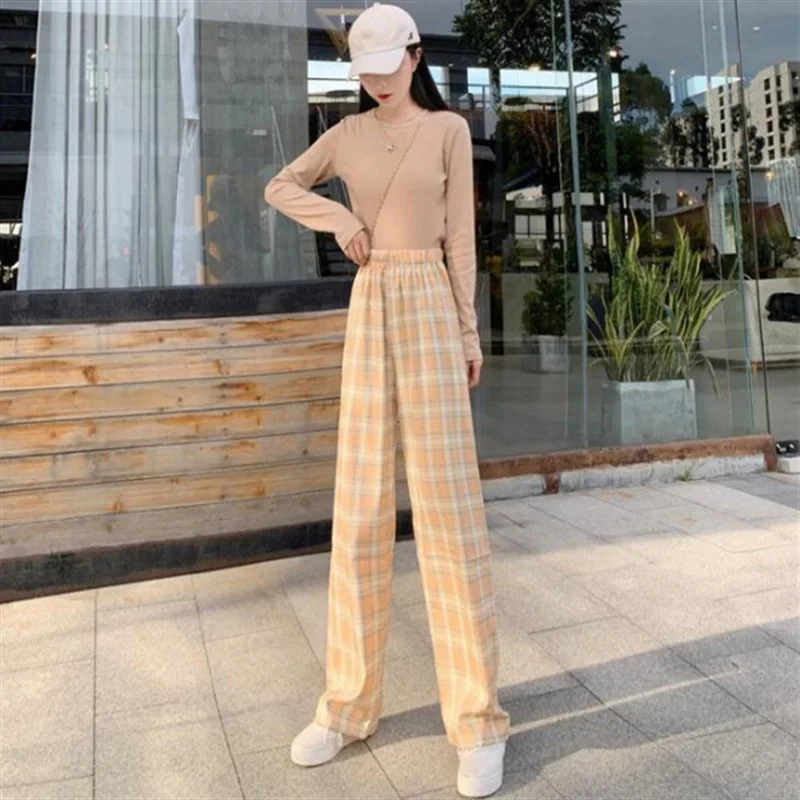 Women\'s new fashionable loose black checkered summer Harajuku student street wear harem pants women\'s chic