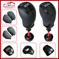For Skoda Octavia Superb Yeti DSG Gear Shift Knob Leather With DSG LOGO Car Parts Gear Shift Head Car Accessories