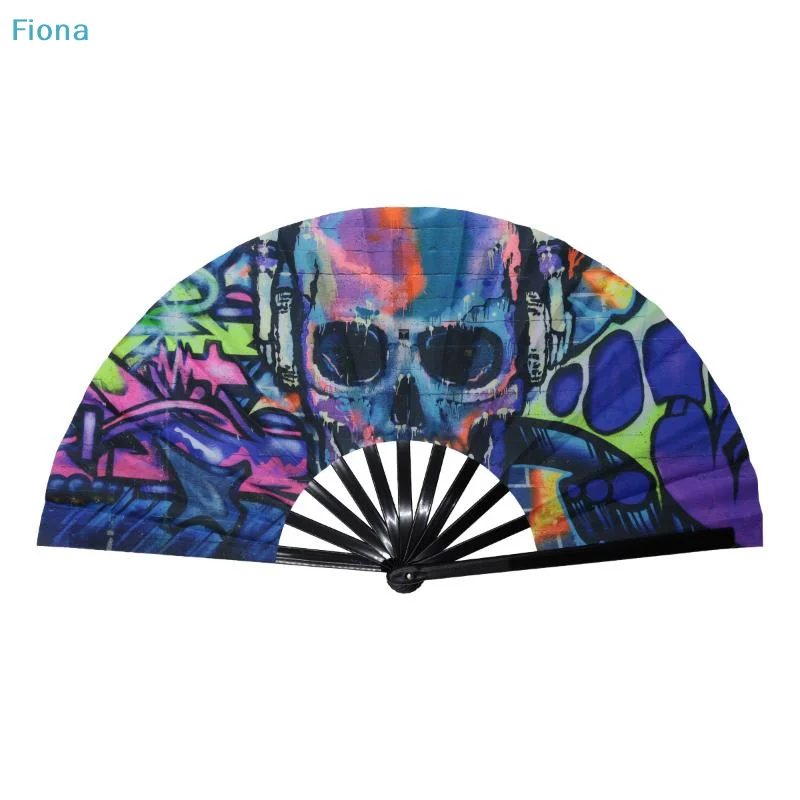 ✔Folding Fan Bright Color Rainbow Starry Sky Color Glow In The Dark Festival Performance Party Supplies