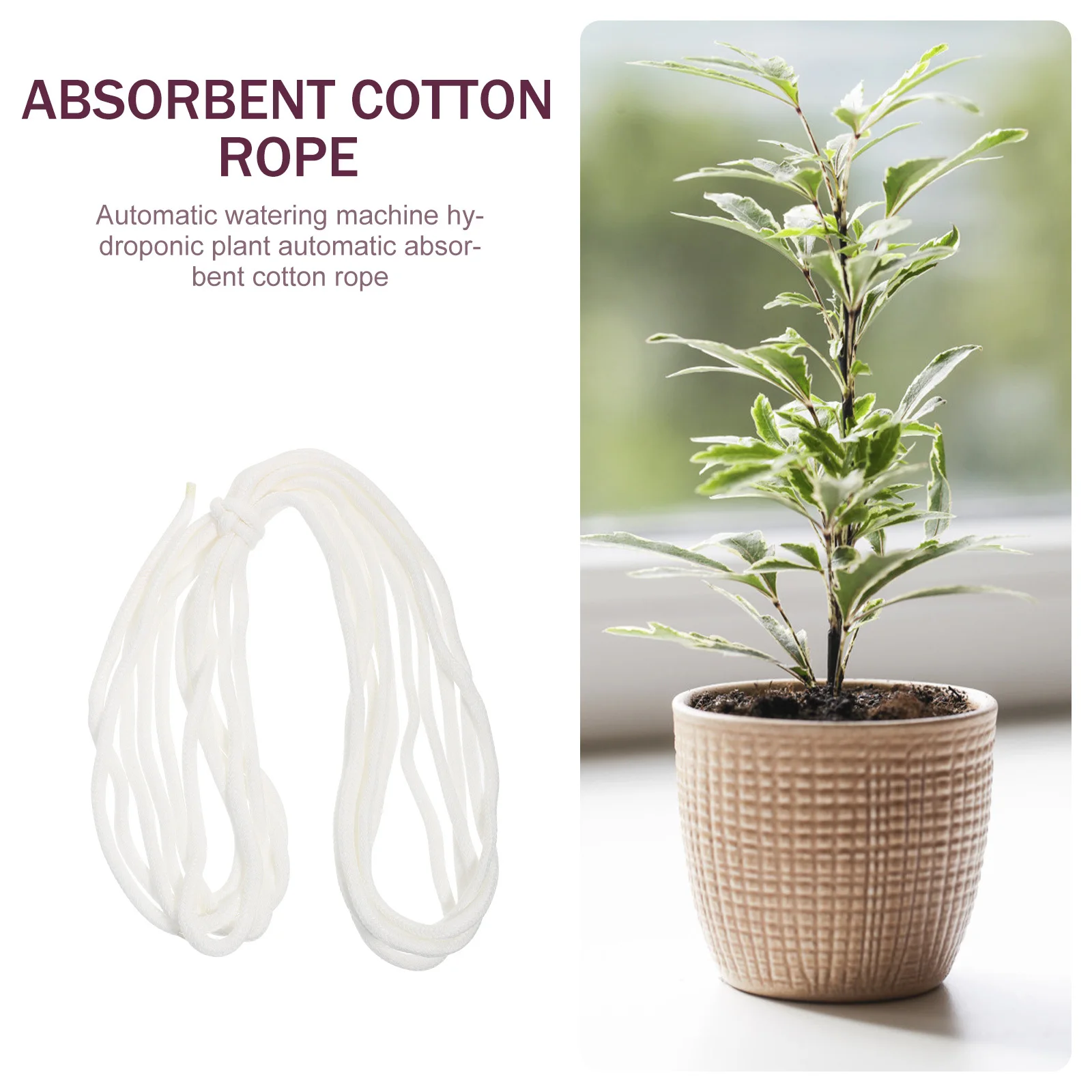 

Self Watering Cotton Rope Premium Material Plant Absorbent Cord for Violets Succulents Seedlings Indoor Gardening