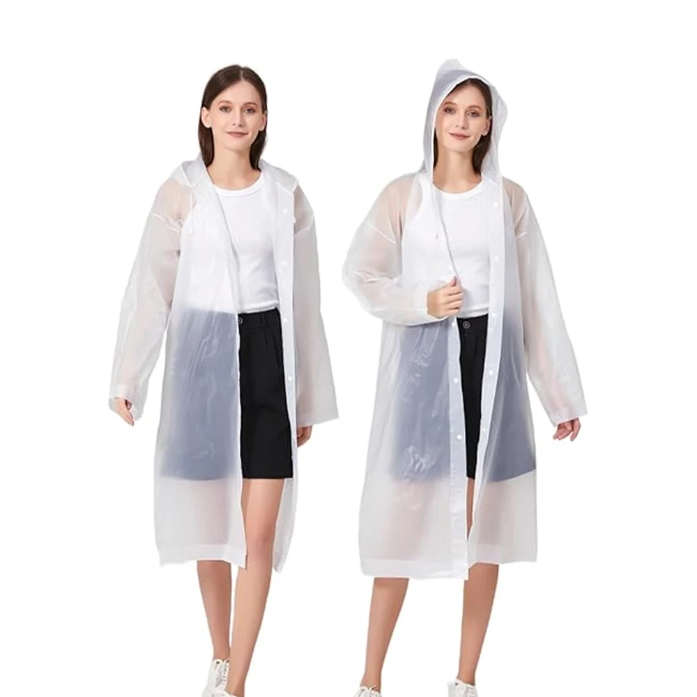 Capa de Chuva Longa Transparente com Capuz Reforçado, Impermeável e Reutilizável para Motoqueiro Adulto