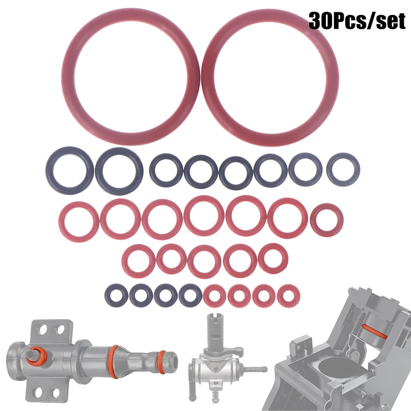 30Pcs Silicone O-Ring Seal Kit Food Grade Gasket Sealing Rings for Coffee Machine Brewing Group Spout Connector Replacement Acce