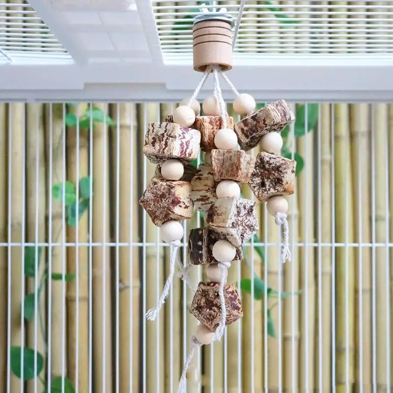 New Natural Material Pet Parrot Toy Bird Swing Exercise Grinding Biting Wooden Toys Pet Parrot Macaw Hammock Bird Toy - view 4