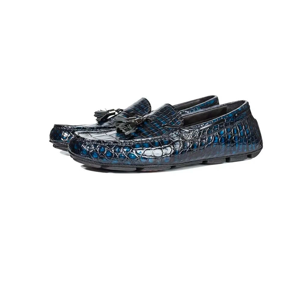 jiumuifushi men leisure shoes male crocodile shoes Drive car shoes blue