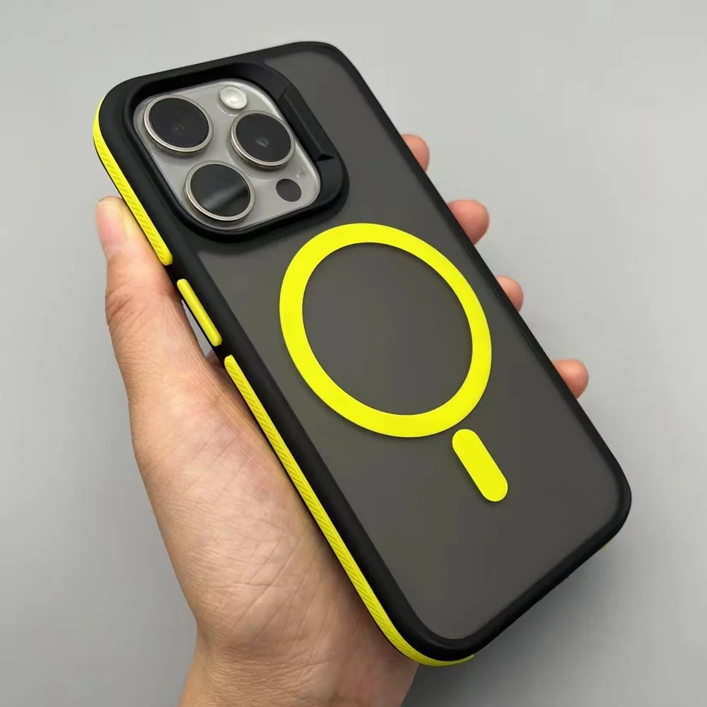 Funda magnética de lujo mate translúcida a prueba de golpes para iPhone 16 15 14 13 12 11 Pro Max para carga inalámbrica Magsafe