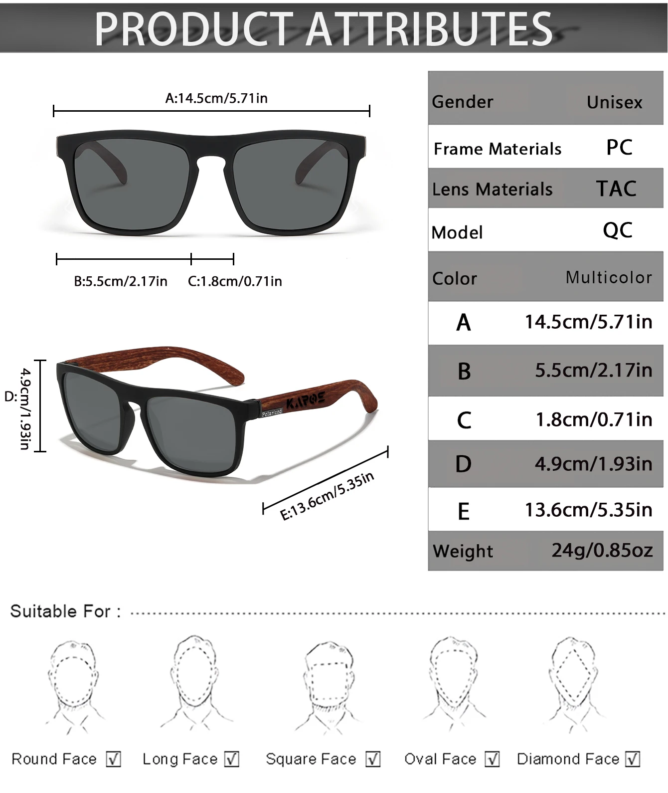KAROS 2 Stück modische polarisierte Sportbrillen für Männer und Frauen, stilvoll, Camping, Wandern, Radfahren, Laufen, UV400-Schutz, Sonnenbrille YZ24 – Detail 2