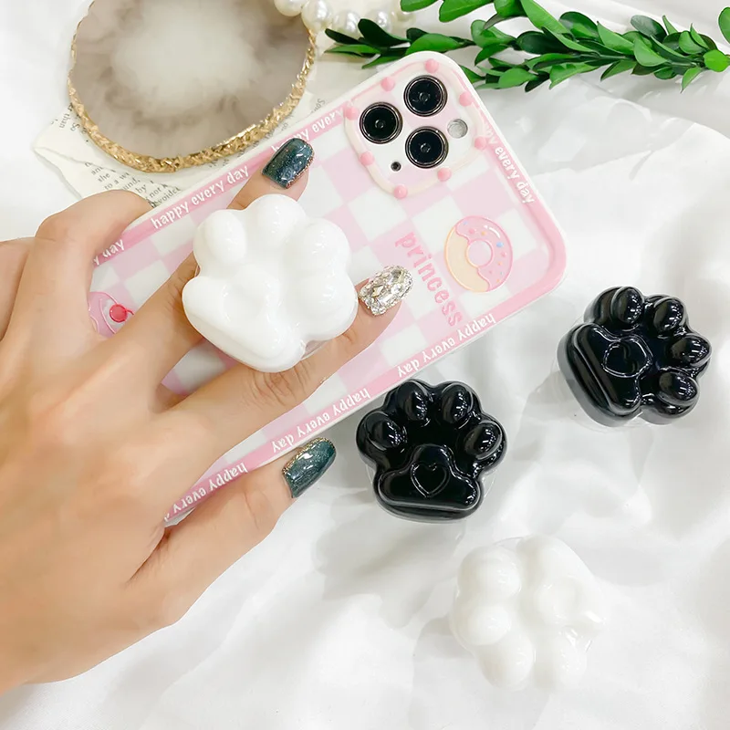 

Простой однотонный держатель подушки безопасности для телефона, клейкий тип милой кошачьей лапы, выдвижная и ленивая настольная поддержка, доступен для планшетов