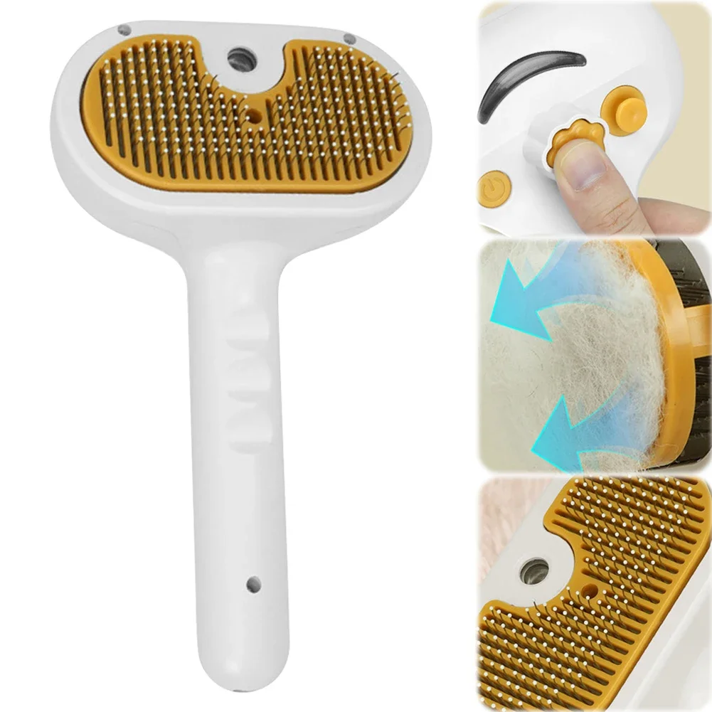 Pet Hair Removal Comb with Spray Port Steamy Pet Brush Electric Pet Spray Brush for Effective Hair Removal