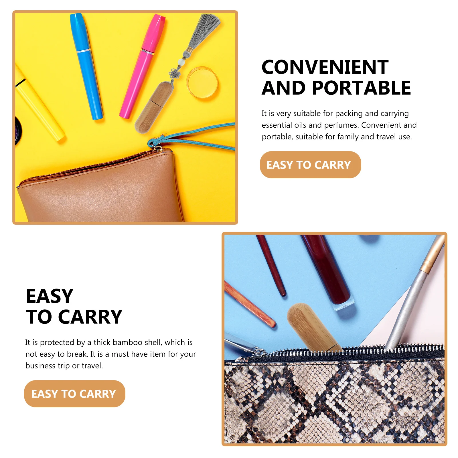 

Essential Oil Bamboo Roll-on Bottle Chinese Tassels Durable Glass Stainless Steel Roller Portable Travel Family