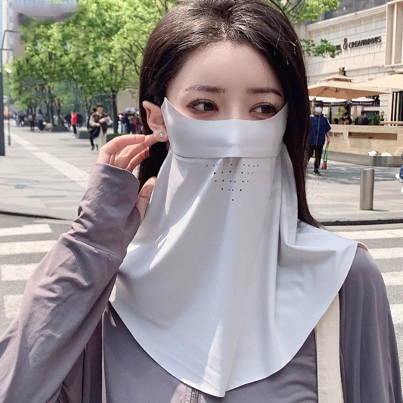 Cycling Ice Silk Mask Sun Protection Earloop Design Balaclava Scarf Men Women Sunscreen Face Dustproof Outdoor Fishing Scarf