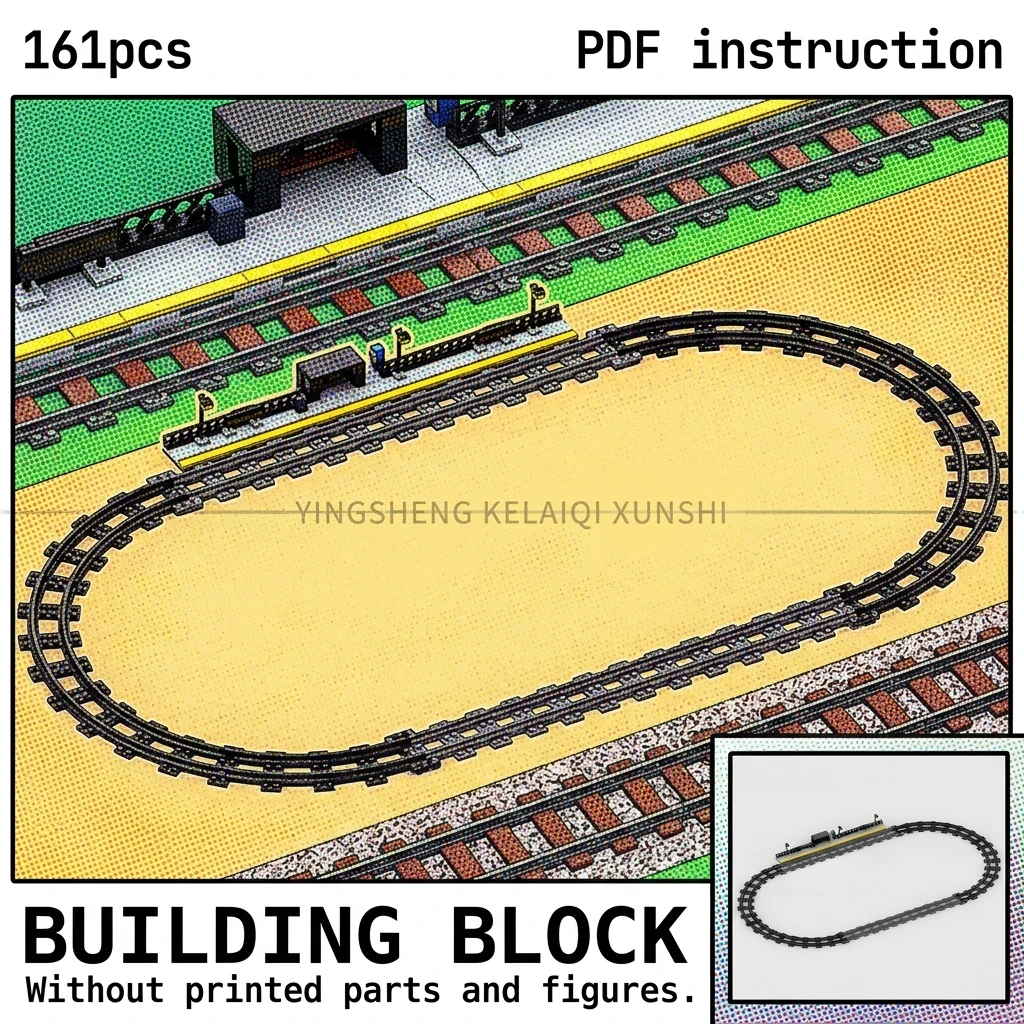 

Diorama Accessory Adult Brick Set MOC Railway Train Track Loop Expansion Pack Building Blocks Classic Station Platform
