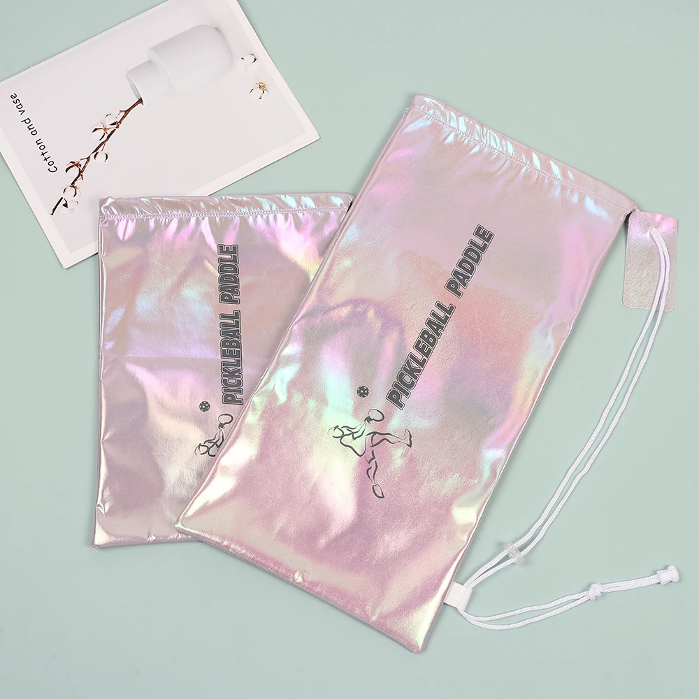 Polyester Pickleball Rackets Drawstring Bag Gradient Color Colorful Pickleball Paddle Pocket Pouch Racket Protective Cover