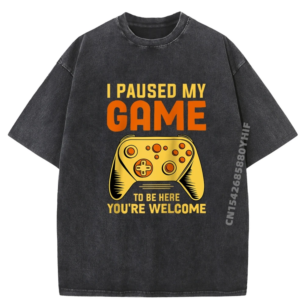 

Я приостановил свою игру, чтобы быть здесь, ты приветствуешь, геймерская футболка с рисунком реглан, забавная рубашка, потертая рубашка большого размера