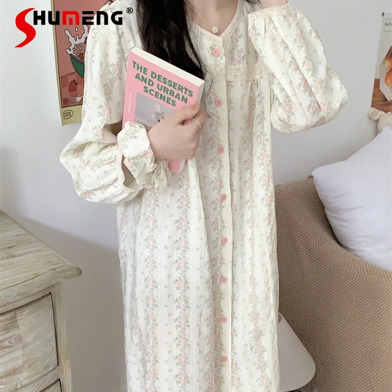

Princess Style Nightdress for Women Autumn New Style Beautiful Pajamas Female Sweet High End Street Wear Home Wear