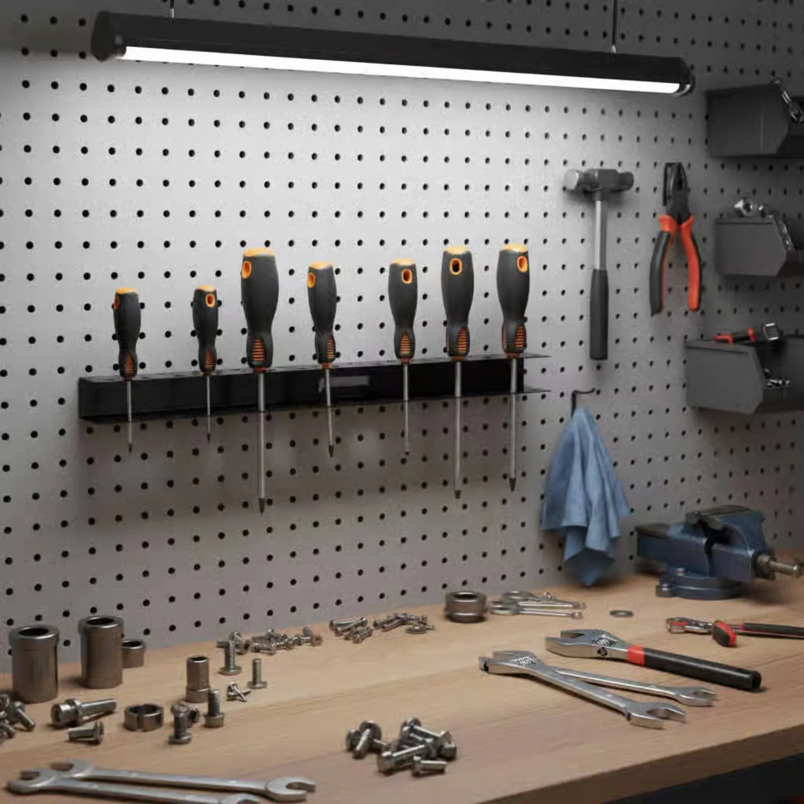 Screwdriver and Plier Rack Sturdy-Duty Wall Mounted Tool Organizer Pliers Storage Rack Space Saving Wall Mount Tool Organizer view 3