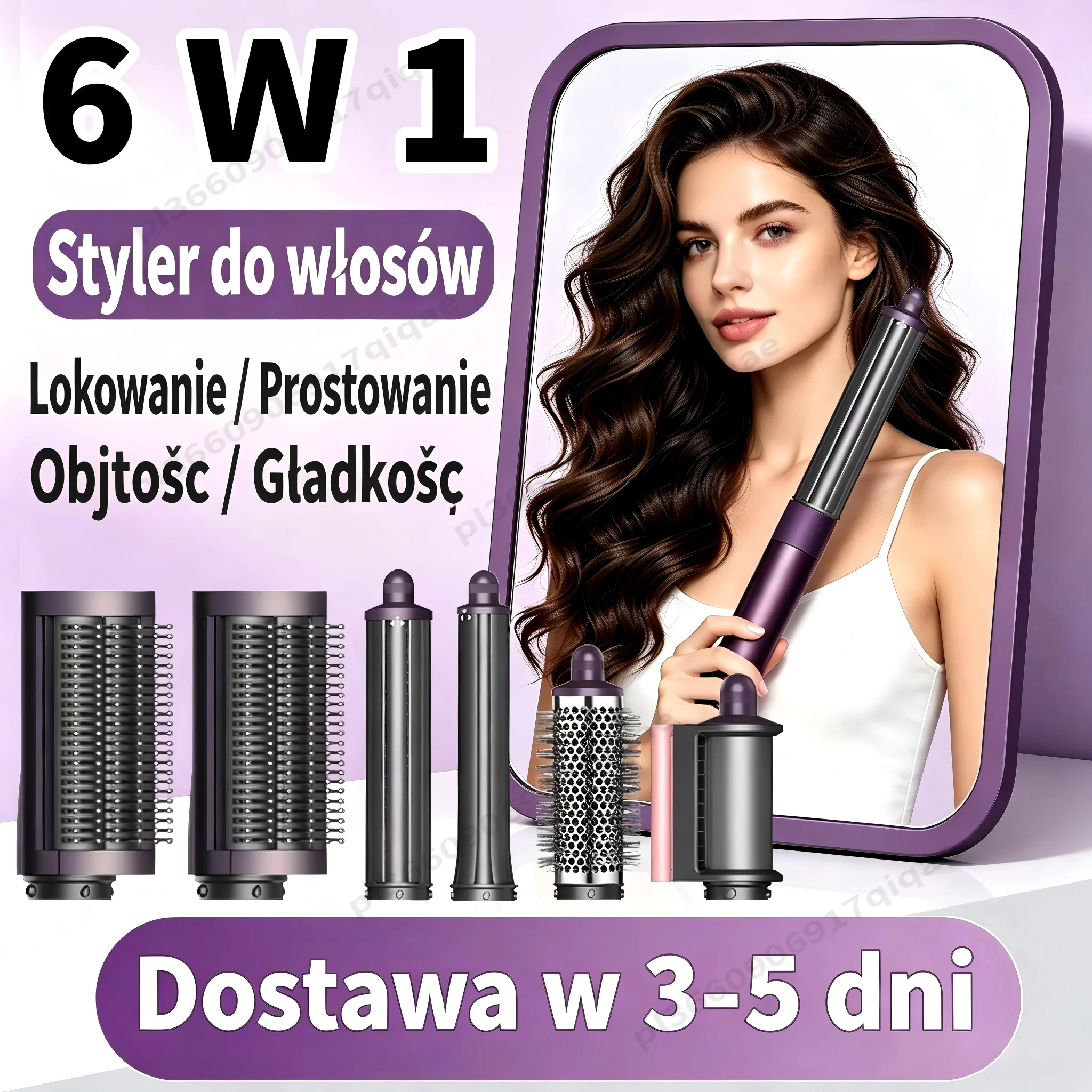 Szczotka do włosów SenCiciMen 6 w 1, zestaw szczotek do stylizacji włosów z jonizacją - szczotka do suszenia włosów z gorącym powietrzem o wysokiej prędkości 110 000 obr./min, lokówka do włosów,
