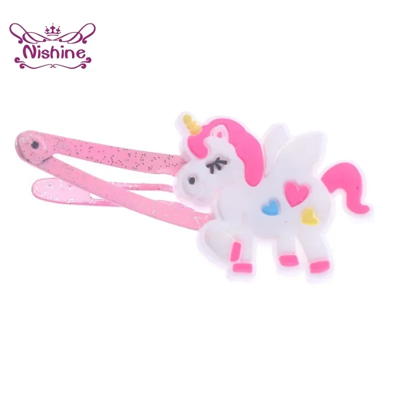 Nishine-Pinzas para el pelo de unicornio para niña, horquillas de animales de dibujos animados, accesorios para el cabello, regalos, 10 unidades por