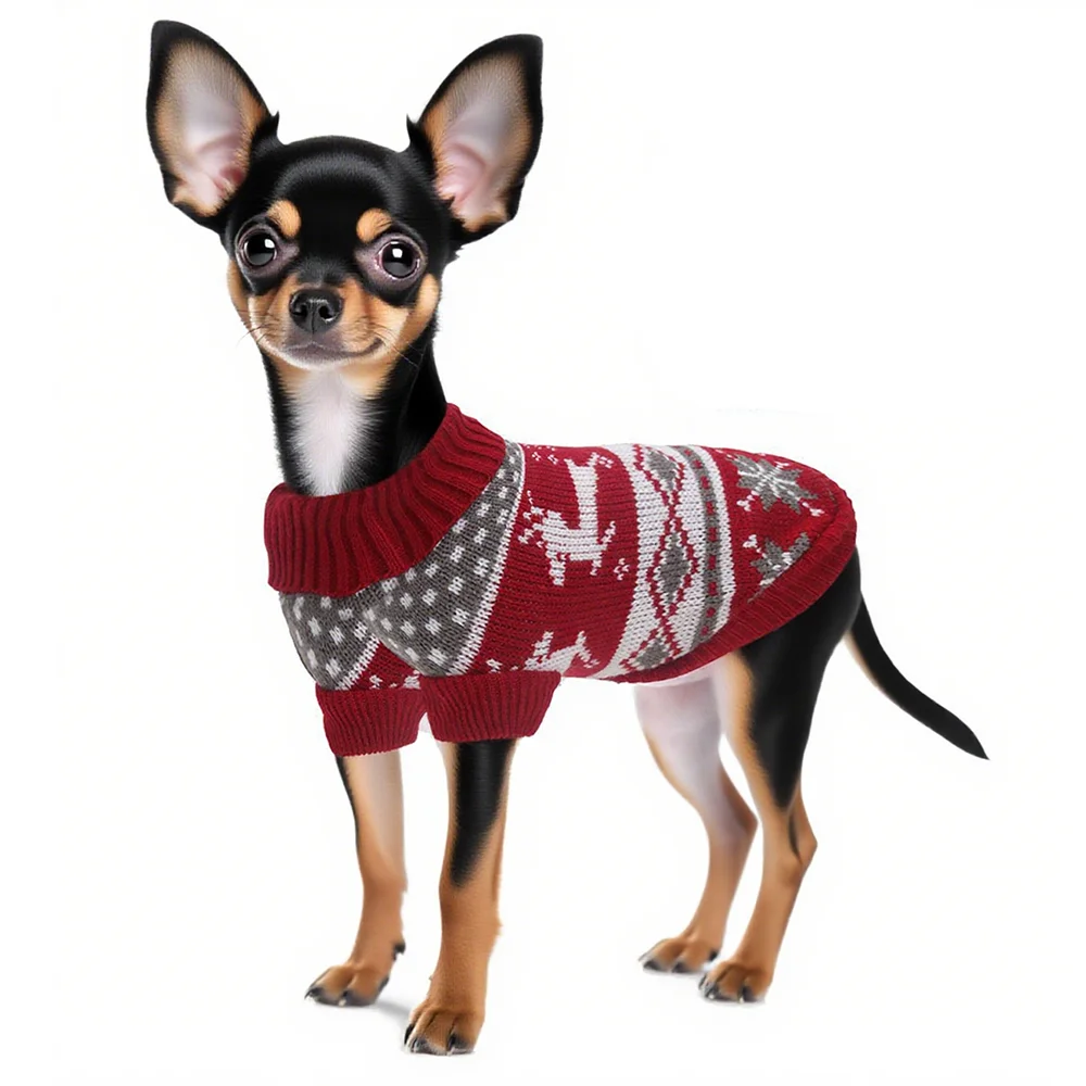 

Christmas Dog Sweater Puppy Sweater for Holiday Christmas Sweater with Moose Pattern for Dogs and Cats