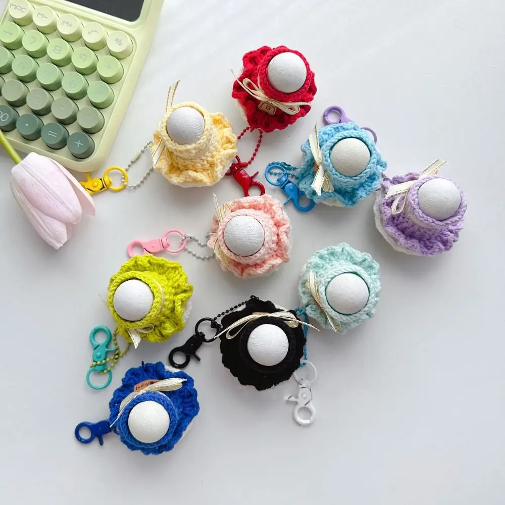 Colorful Bridal Bouquet Keychain Handmade Crochet Badminton Bouquet Pendant Car Keyring Unique Knit Flower Keychain Women