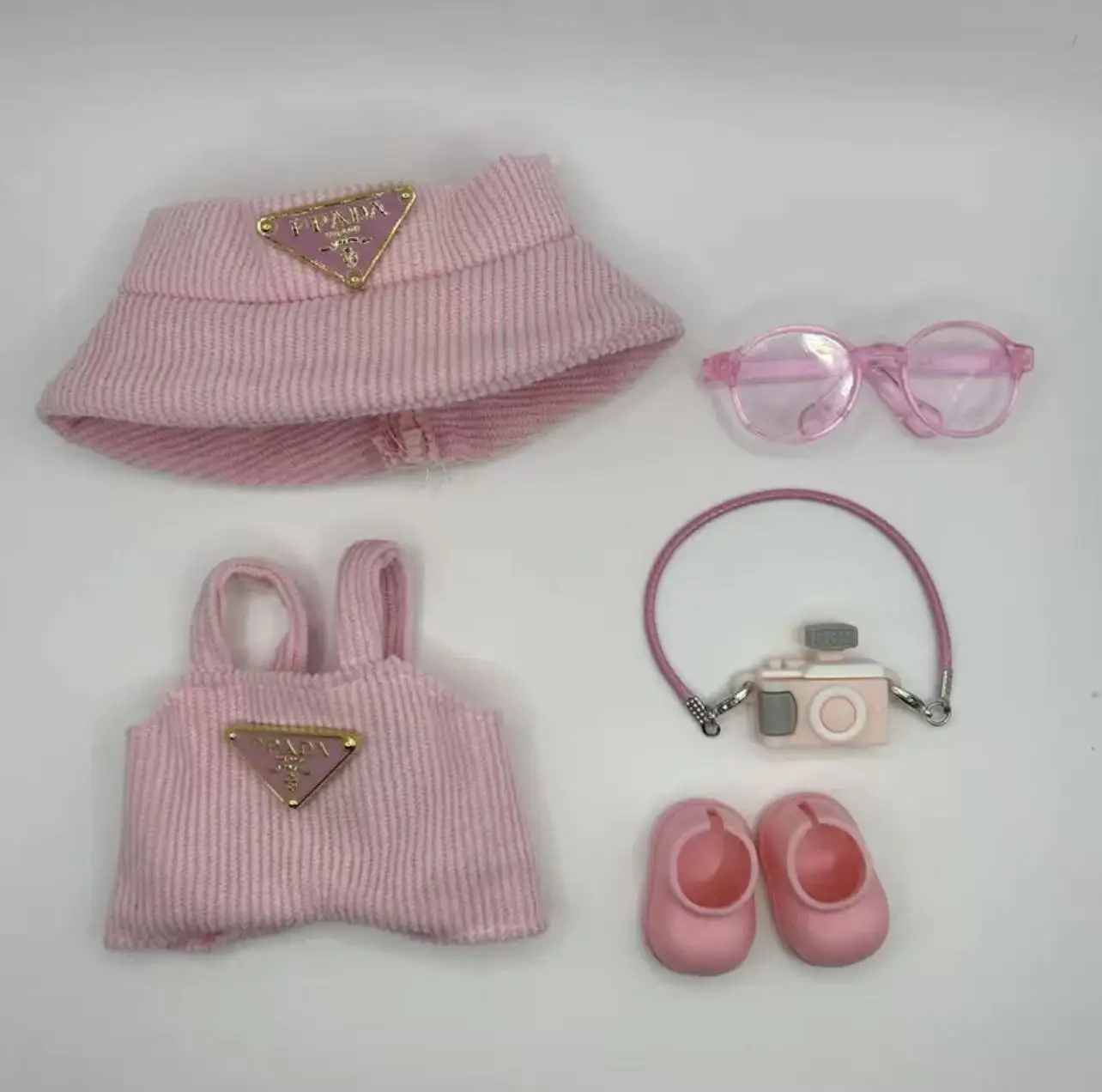 

17CM Sitting Party LABUBU Doll Clothes Black Hat Overalls Set with Glasses Accessories for 1st 2nd 3rd Generation