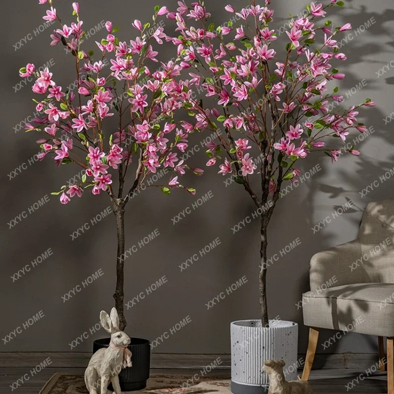 

Large Imitative Tree Magnolia Kapok Fake Flower Fake Trees Bonsai Greenery Plant Indoor Living Room and Shop Floor Ornaments