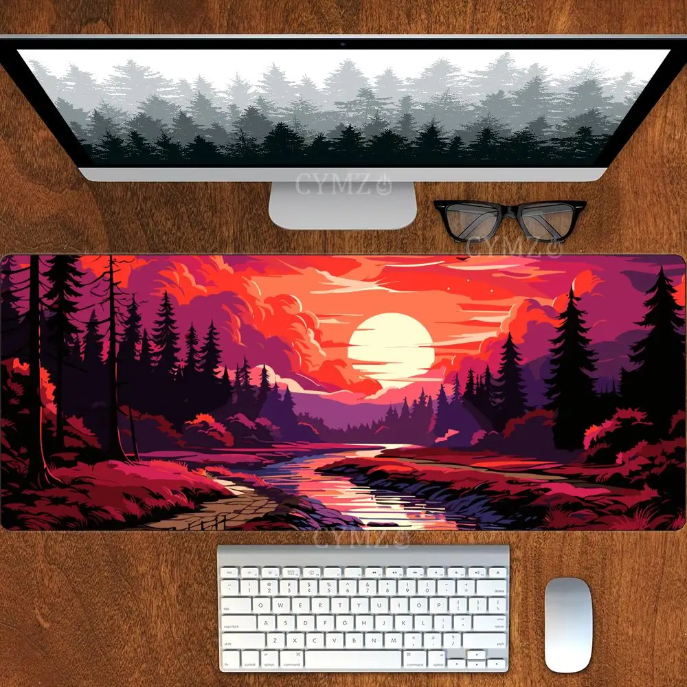 

High saturation style natural landscape design Mouse Pad Desk Mat Non-Slip Stitched Edge office mat Gaming pad 30X80CM mousepads
