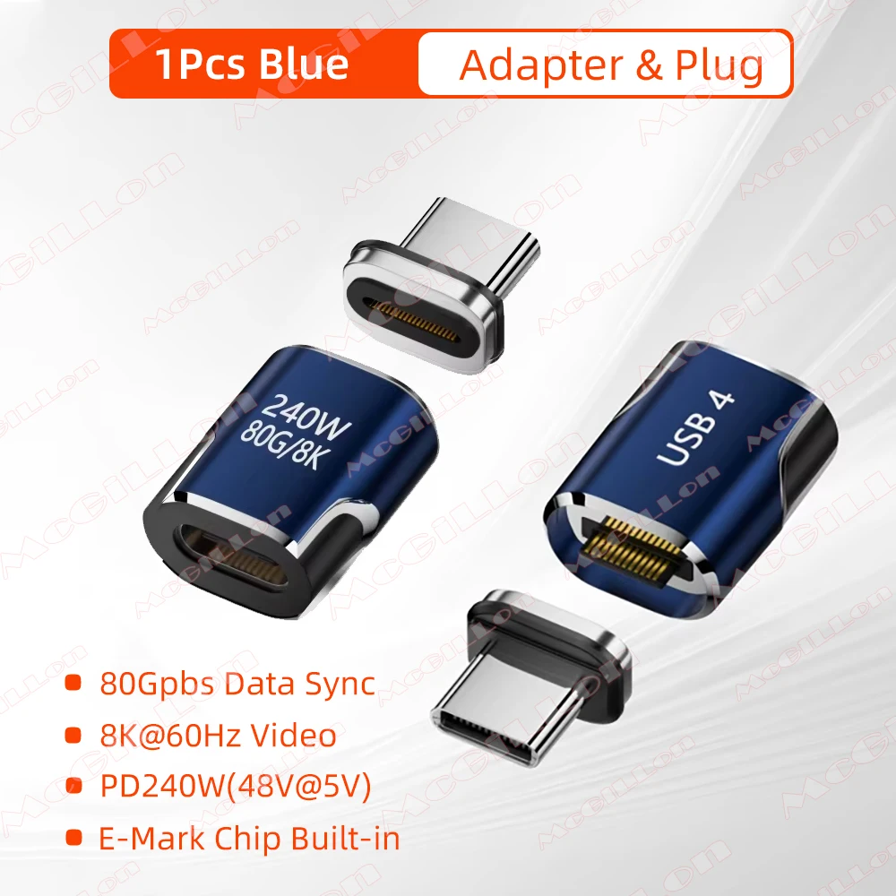 240W USB4.0 80Gbps Thunderbolt5 magnetische Type-C OTG USB C naar USB-C snellaadmagneetconverterkabel 8K @ 60Hz USB Type C-adapter