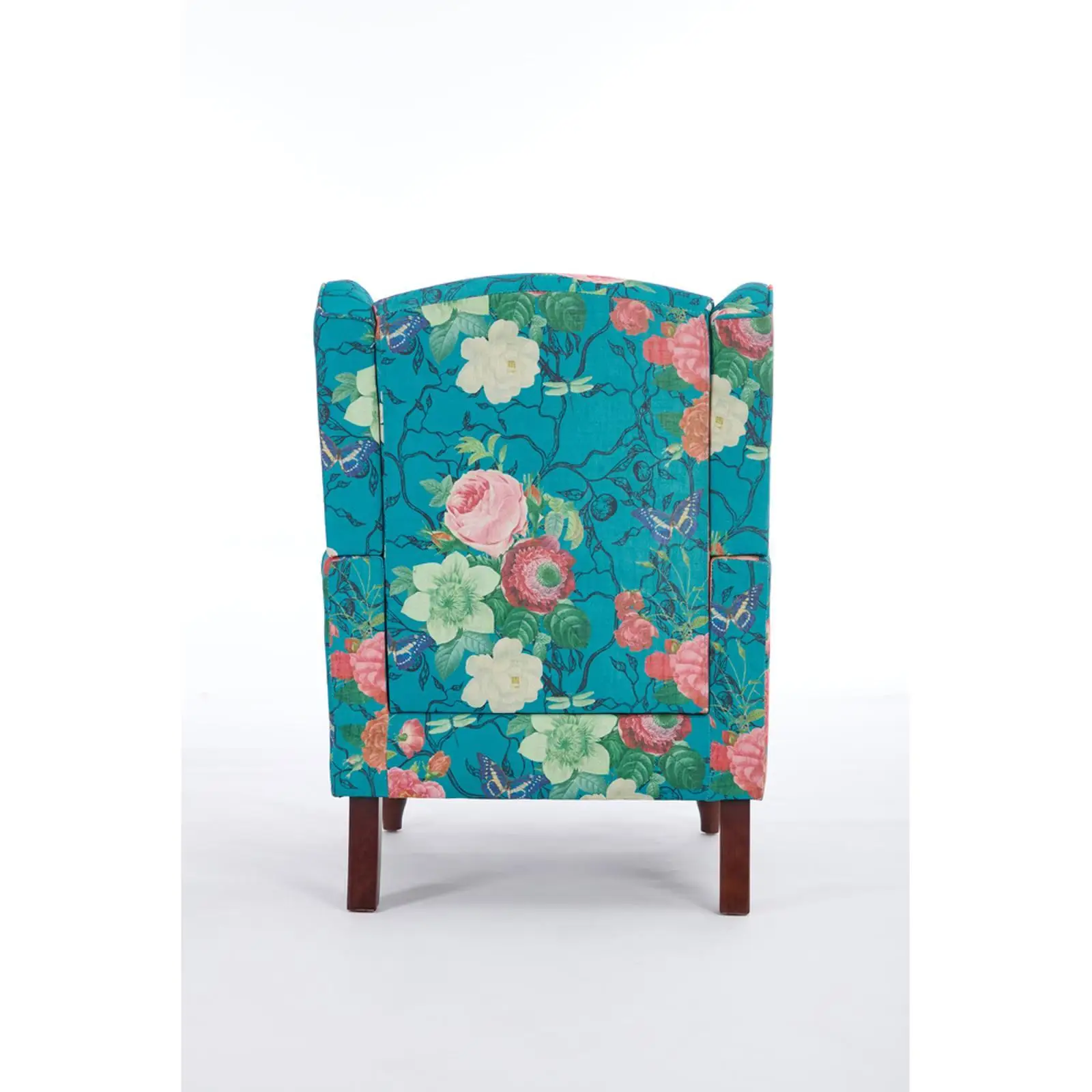 

Upholstered Accent Chair Solid Pine Wood Legs Single Sofa Seating Floral Pattern for Living Room Fireplace Reading Nook