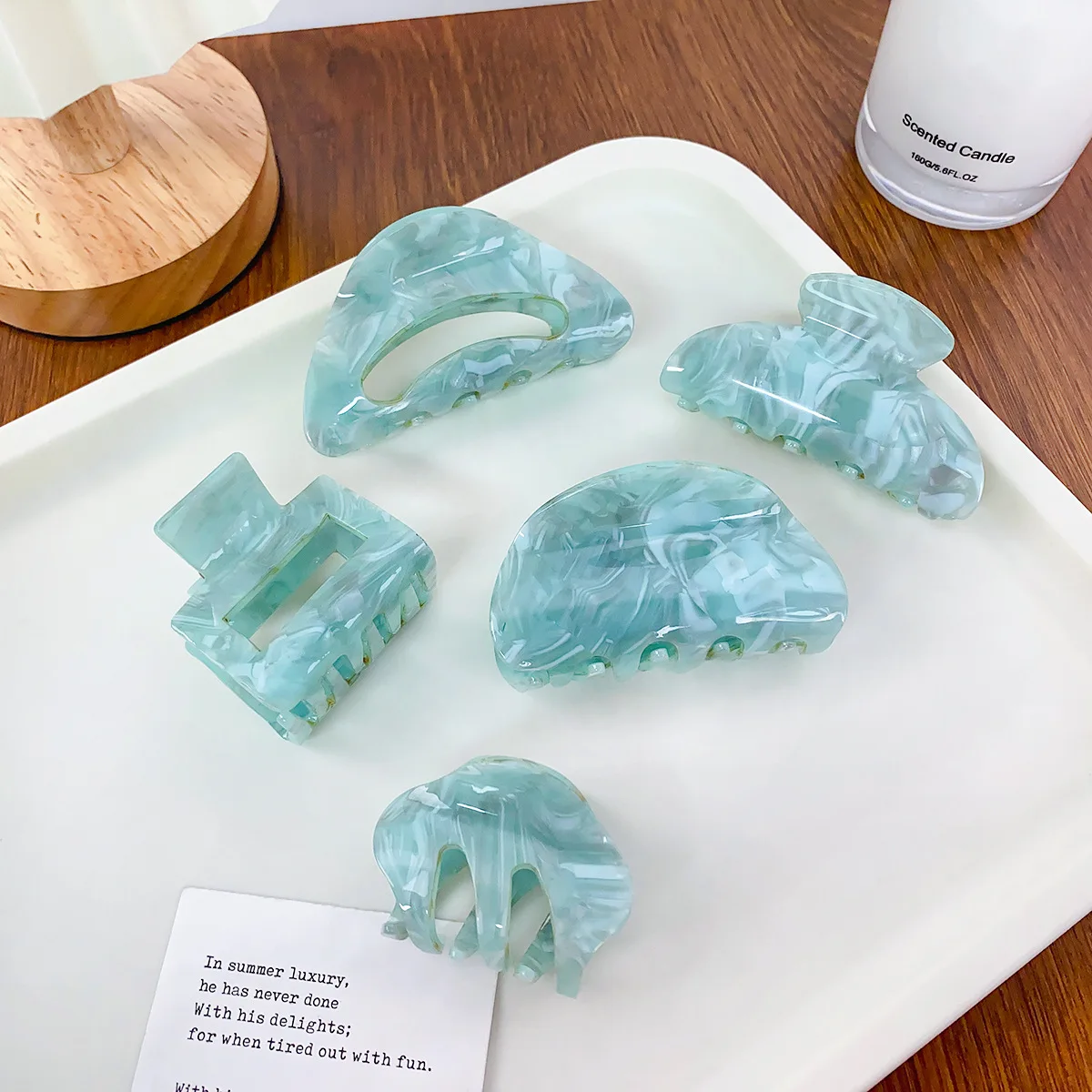Einfache Haarklammern, blaue Serie, Hai-Clips, türkisfarbene Haarklammern, erfrischende Hai-Clips, vielseitiges, elegantes Clip-Zubehör für Frauen