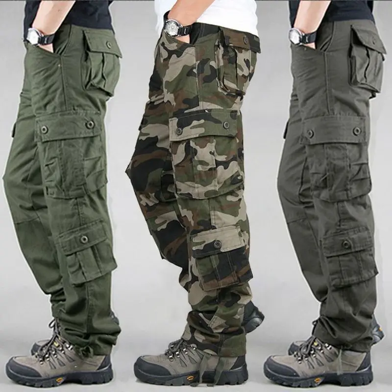 

Men's Outdoor Workwear Cotton Cargo Pants Multiple Pockets Casual Long Trousers Durable Youth Labor Force Straight Leg Jeans
