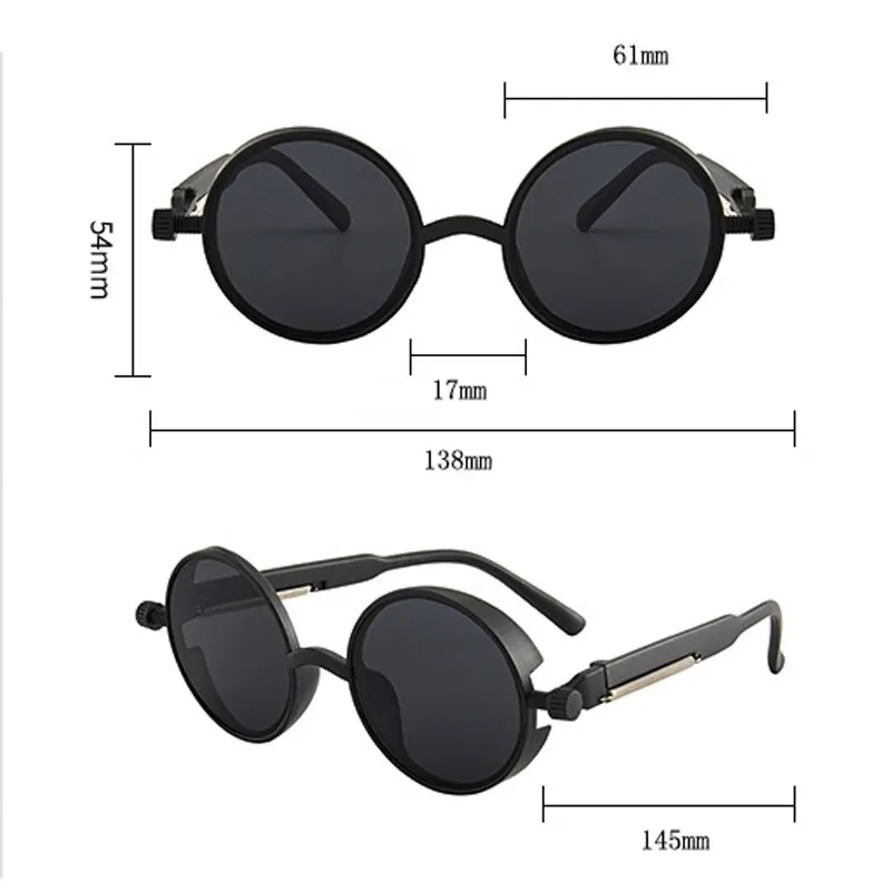 Classic Gothic Steampunk Sunglasses Luxury Brand Designer High Quality Men and Women Retro Round Pc Frame Sunglasses