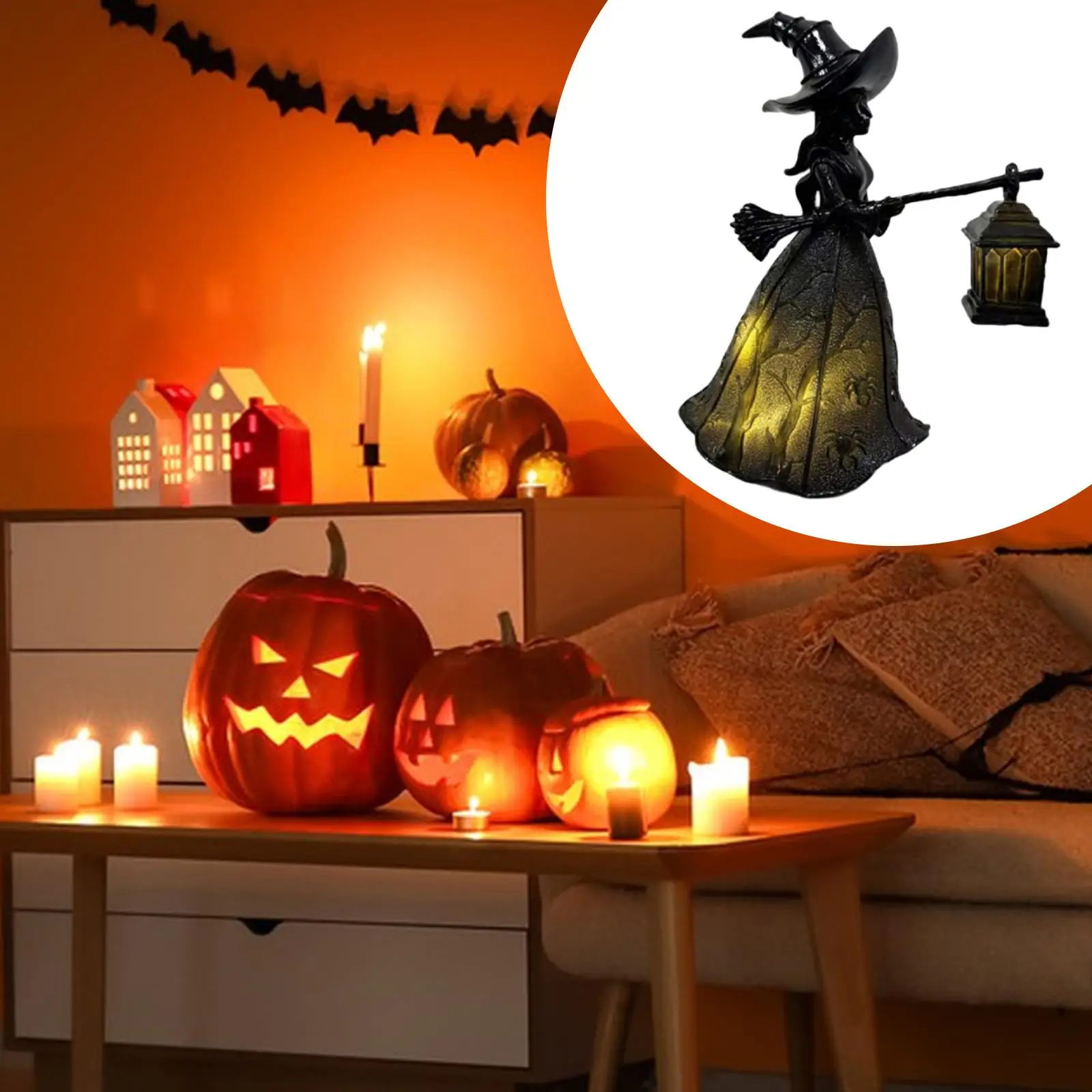 Halloween-Hexenlampe, gruselige dekorative Hexenstatue für Schlafzimmer, Büro, Party