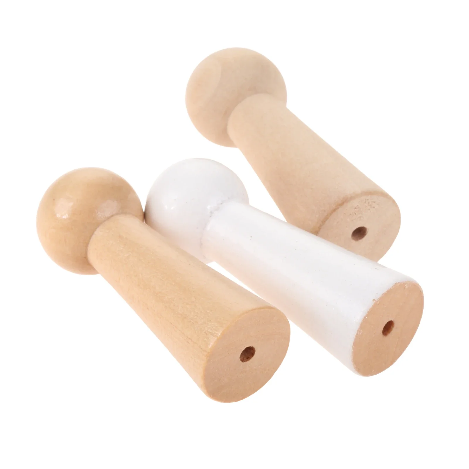 2pcs Wooden Peg Hangers 50mm Simple Doll Shaped Decorative Hanging Coat Handbag Towel Wall Mounted Hooks Rack M3 Hole and Screws