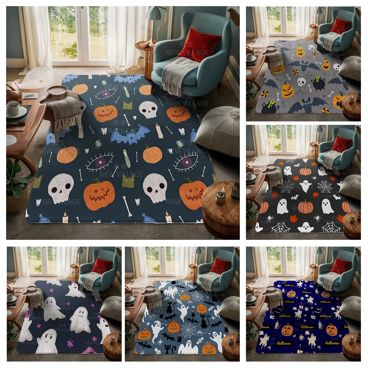 House entrance carpet Home door mat Living Room Bath Foot bathroom non-slip water absorption rugs bath Halloween Autumn Pumpkin