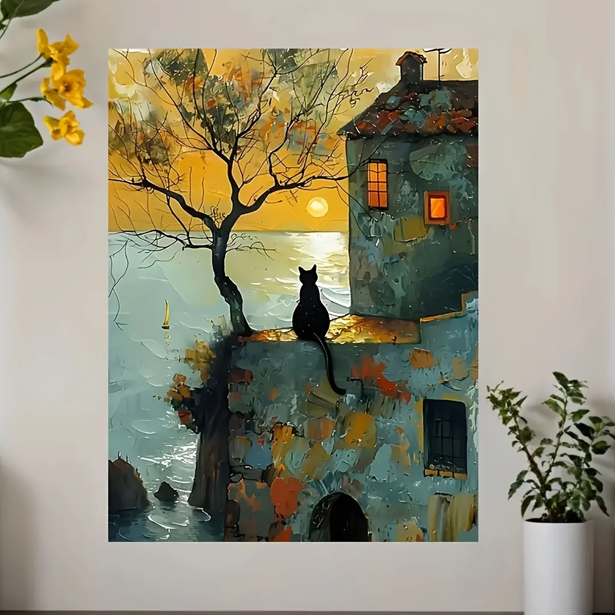 

500/1000/1200/2000PCS Puzzles for Adults Cute Black Cat and Sunrise,Jigsaw Puzzles Brain Games Gifts Home Decor