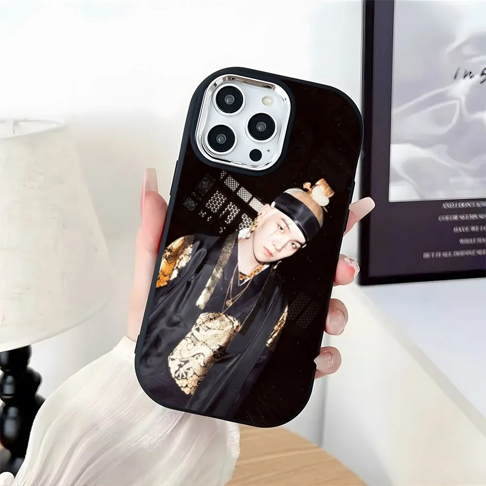 Agust D Suga King Cute Phone Case Plating Camera Oval Soft Silicone For IPhone 16 15 11 12 13 14 Pro Max Thicken Candy Color