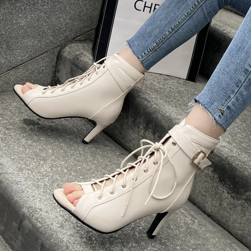 

Fashion High Quality Women Sandals Lace Up Comfort Open Toe High Heels Gladiator Summer Shoes Women Black Dance Shoes Plus Size