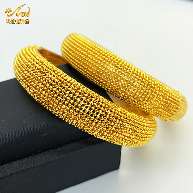 Luxury Dubai 24K Gold Color Bangles For Women Indian African Charm Bracelets Wedding Ethiopian Arabic Hand Jewelry Party Gifts