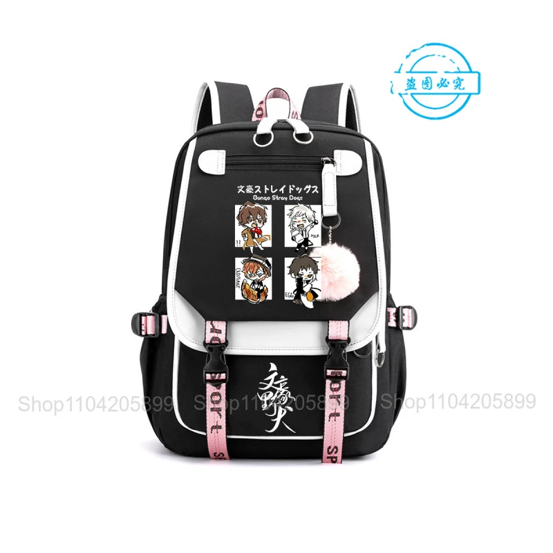 

Bungou Stray Dogs Backpack,Anime Student School Bag Soft Daypack Mochilas Casual Portable Rucksack for Teen Girls