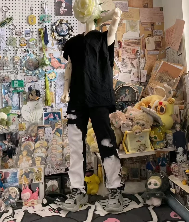 A04 어린이 수제 장난감 삼촌 ID75 uf75 BJD 인형 옷 혼합 색상 흑백 컬러 차단 서리로 덥은 스타일 바지 1pcs