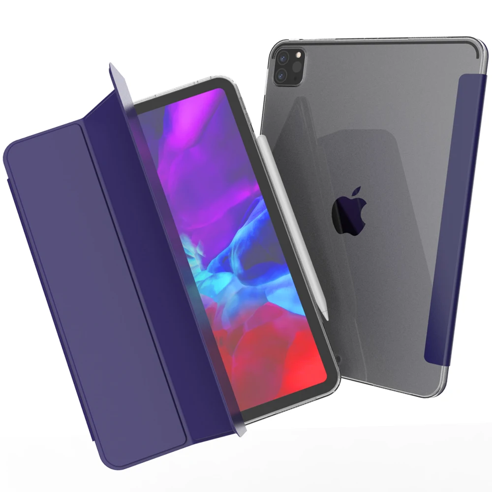 Casing silikon kulit PU pelindung iPad, penutup silikon untuk iPad Pro 12 9 2021 2020 2018, cangkang pelindung untuk iPad Pro 11, casing 2020 belakang transparan