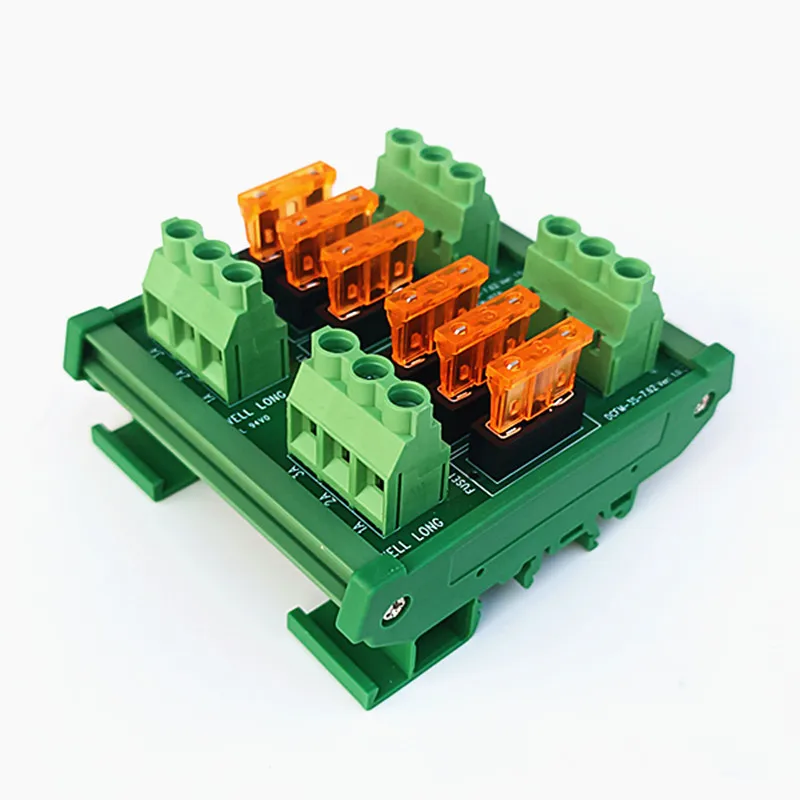 DIN Rail Mount Screw Terminal 3 Channel Fuse Interface Module, Fuse holder, For Mini Medium Small Universal Car Fuse AC/DC 5~32V