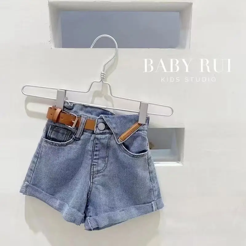 

2025 New Fashion Baby Girl Casual Jean Shorts Toddler Teen Child Cotton Scanties Trousers Button Summer Baby Clothes 1-12Y