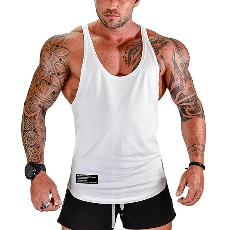 Gym Bodybuilding Fitness Sport Y-back Tank Tops Summer Cotton Breathable Sleeveless T-shirts Mens Casual Workout Muscle Clothing
