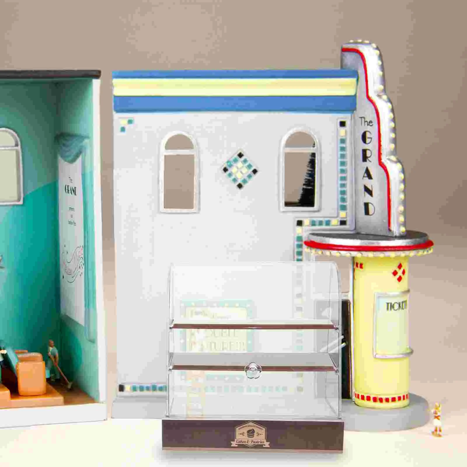 

Miniature Cake Cabinet Sliding Door Model Cabinets Dessert House Kitchen Scenes Decor Display Dollhouse Abs Ornament Child