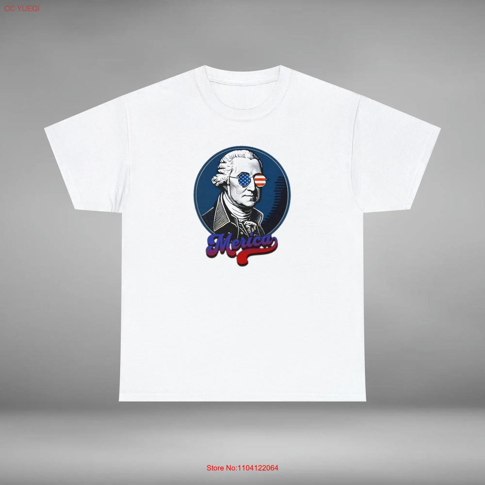 Merica George Washington Heavy Cotton T Shirt long or short sleeves