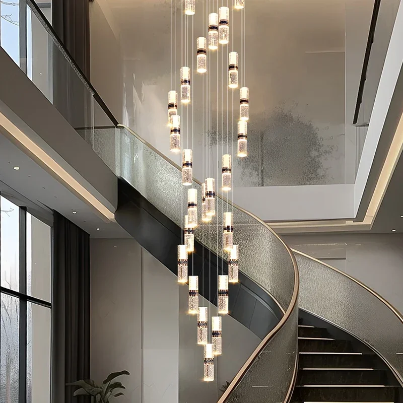 Modern Home Decoration Crystal Chandelier, Stair Pendant Lamp, Living Room Pendant Lights, Indoor Lighting