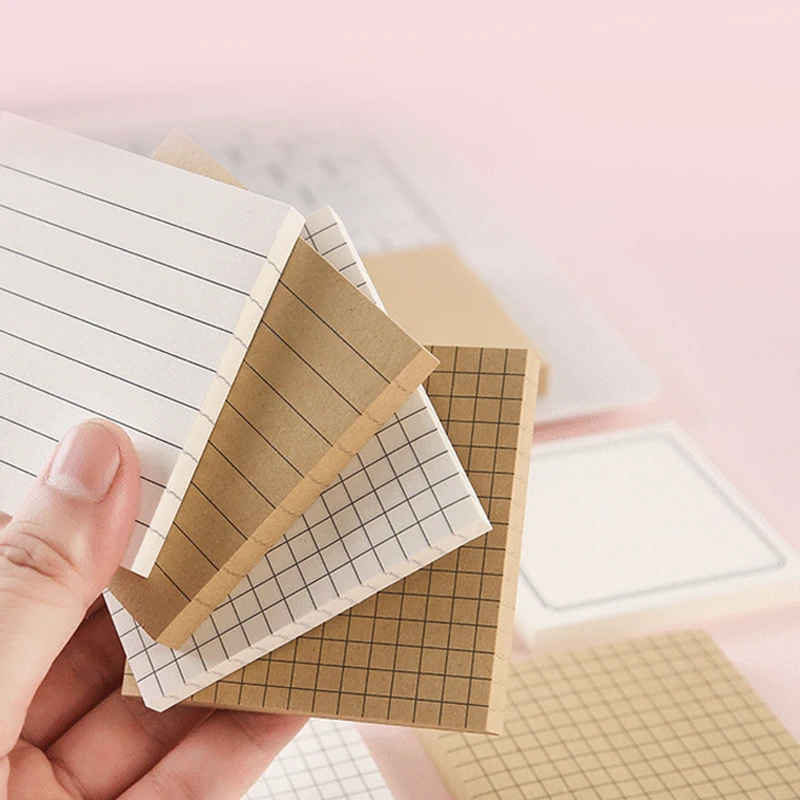 80 Sheets Minimalist Basic Tearable Sticky Notes Self-adhesive Notepad Post Note Pad Weekly Plan Diary Note Pad Stationery