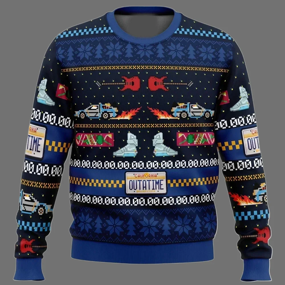 2025/26 جديد الخريف والشتاء العودة إلى المستقبل القبيح عيد الميلاد البلوزات الكرتون أنيمي الرجال والنساء البلوفرات الرياضية #3